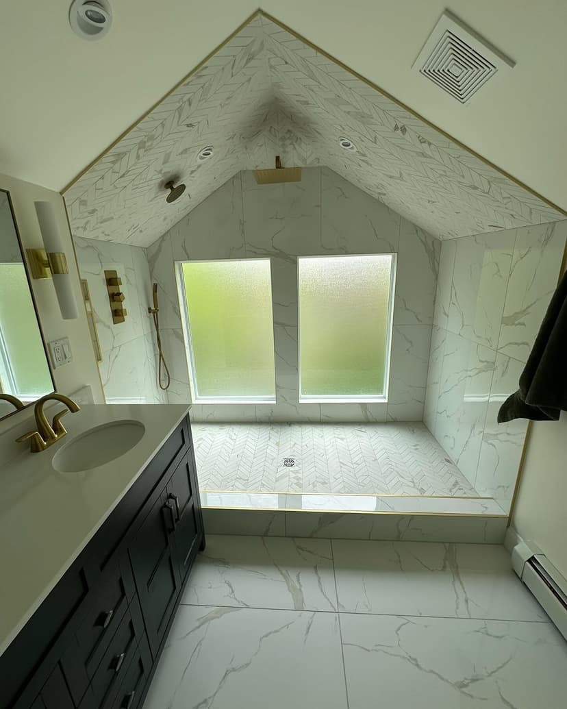 Marble bathroom in new construction