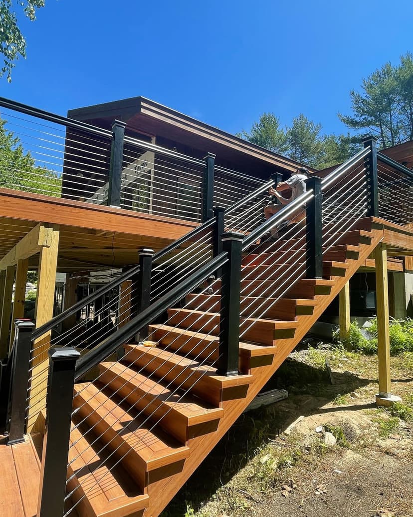 Elevated deck with cable railing